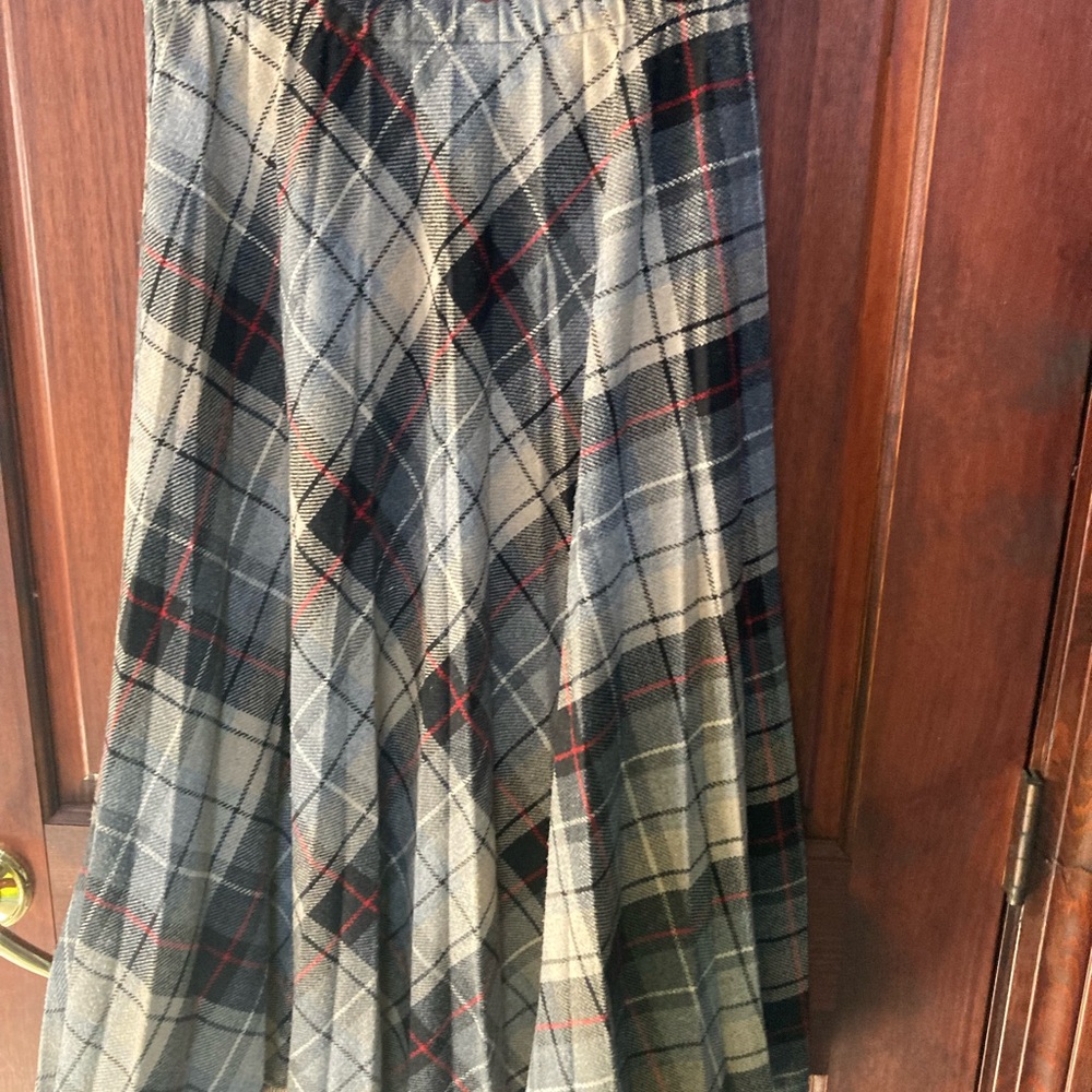 Classic Grey Plaid A-Line wool Skirt